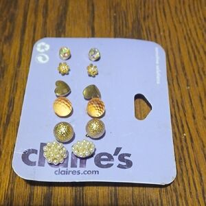 Claire's Gold and Pearl Stud Earring Collection
